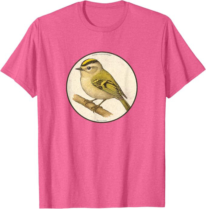 Retro Golden-Crowned Kinglet T-Shirt Design 10 Colors by Bird Fantastic | Birding Graphic Tee