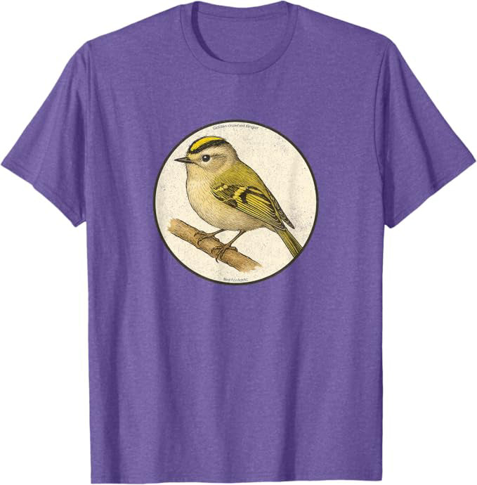 Retro Golden-Crowned Kinglet T-Shirt Design 10 Colors by Bird Fantastic | Birding Graphic Tee