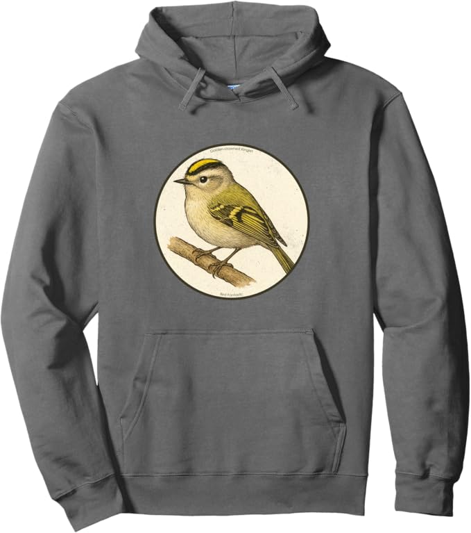 Retro Golden-Crowned Kinglet Hoodie – Vintage Bird Design Sweatshirt