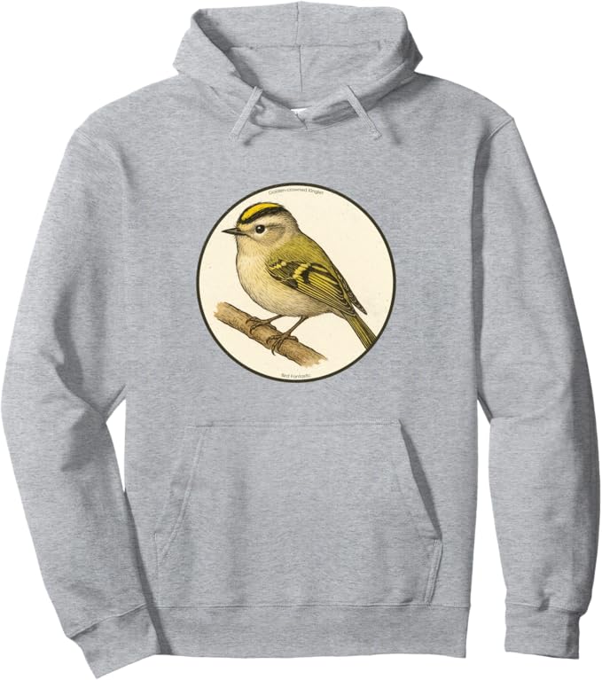 Retro Golden-Crowned Kinglet Hoodie – Vintage Bird Design Sweatshirt