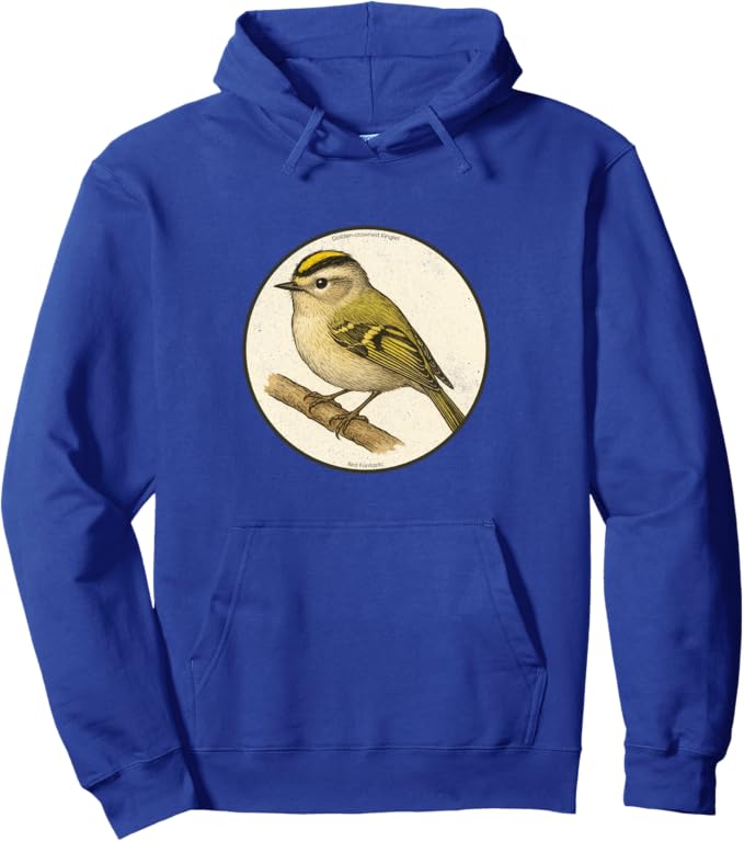 Retro Golden-Crowned Kinglet Hoodie – Vintage Bird Design Sweatshirt