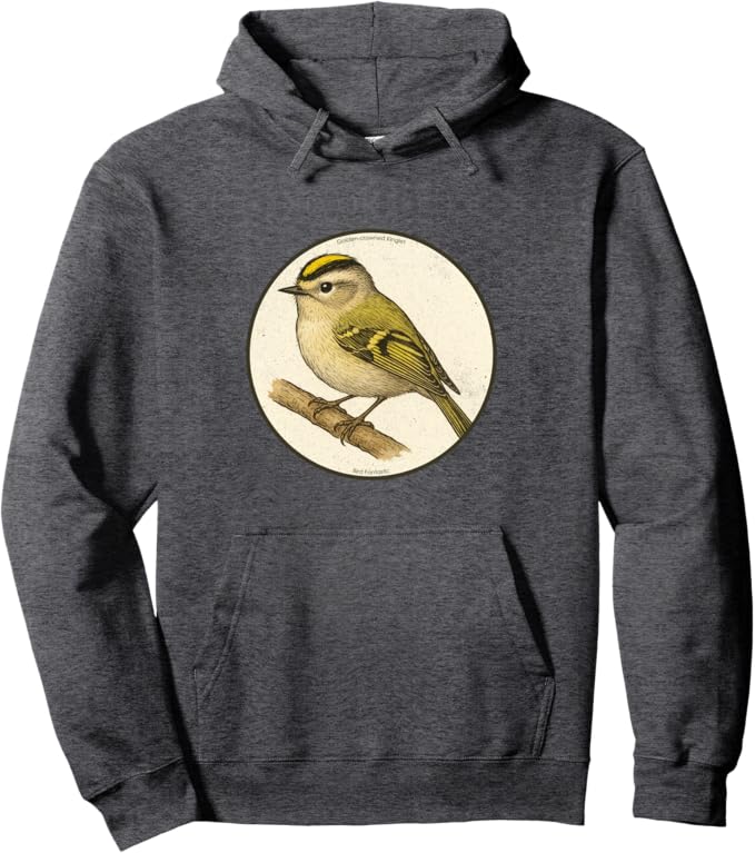 Retro Golden-Crowned Kinglet Hoodie – Vintage Bird Design Sweatshirt