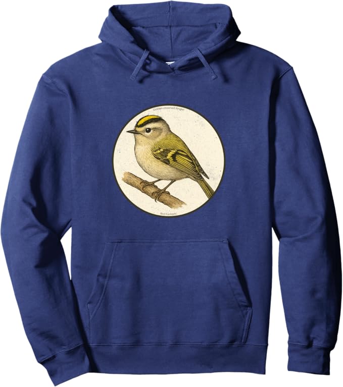 Retro Golden-Crowned Kinglet Hoodie – Vintage Bird Design Sweatshirt