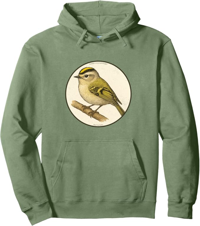 Retro Golden-Crowned Kinglet Hoodie – Vintage Bird Design Sweatshirt
