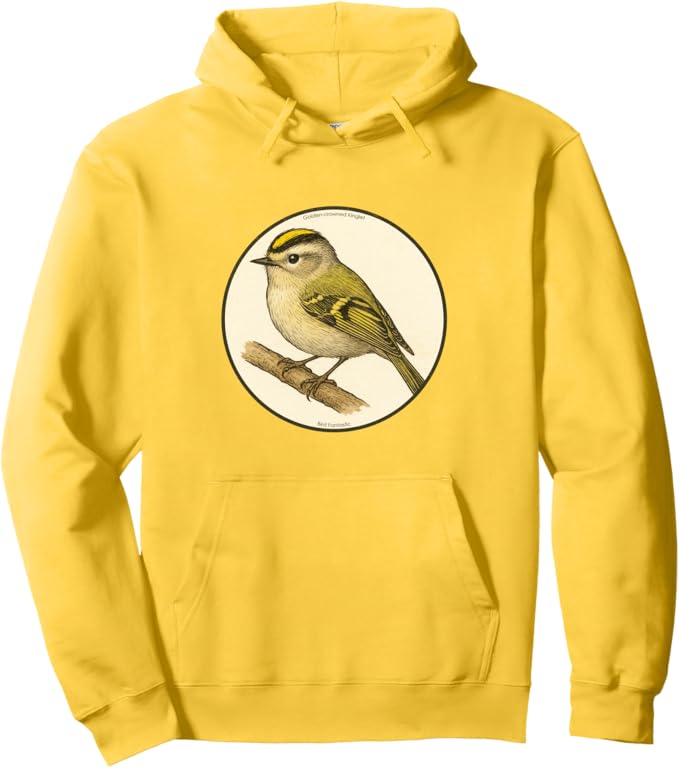 Retro Golden-Crowned Kinglet Hoodie – Vintage Bird Design Sweatshirt