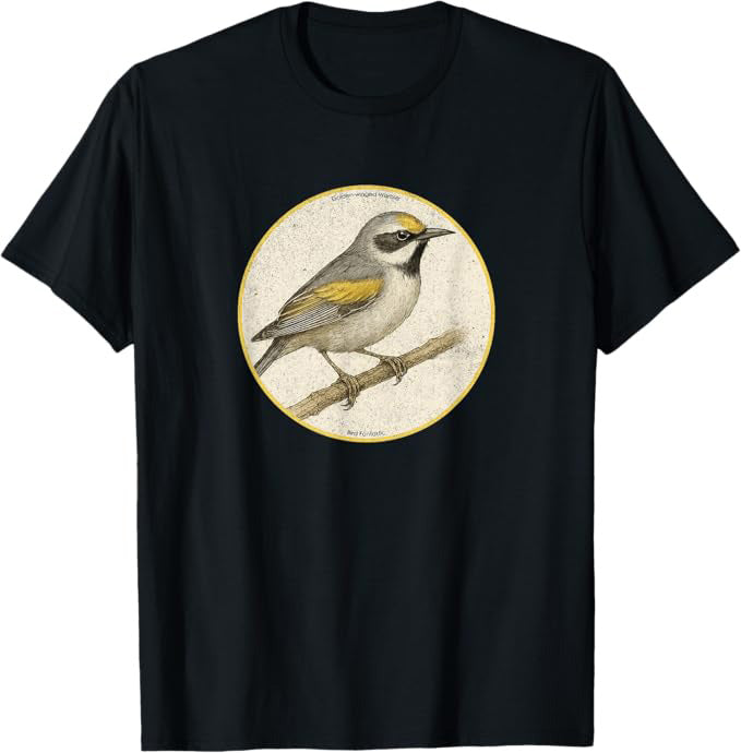 Golden-winged Warbler T-Shirt Retro Design by Bird Fan | Birding Graphic Tee