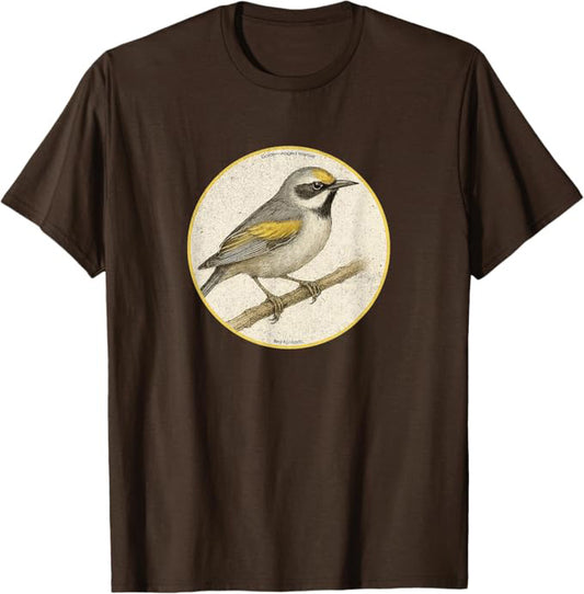 Golden-winged Warbler T-Shirt Retro Design by Bird Fan | Birding Graphic Tee