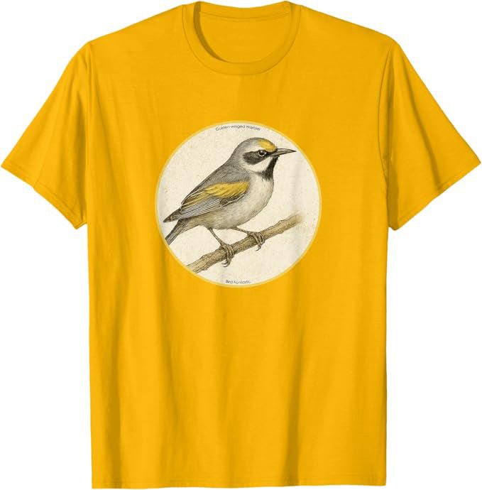 Golden-winged Warbler T-Shirt Retro Design by Bird Fan | Birding Graphic Tee