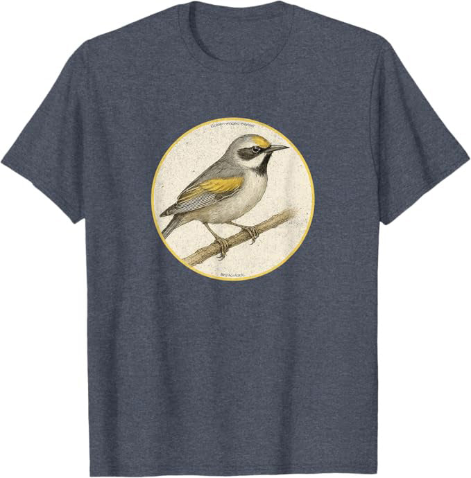 Golden-winged Warbler T-Shirt Retro Design by Bird Fan | Birding Graphic Tee