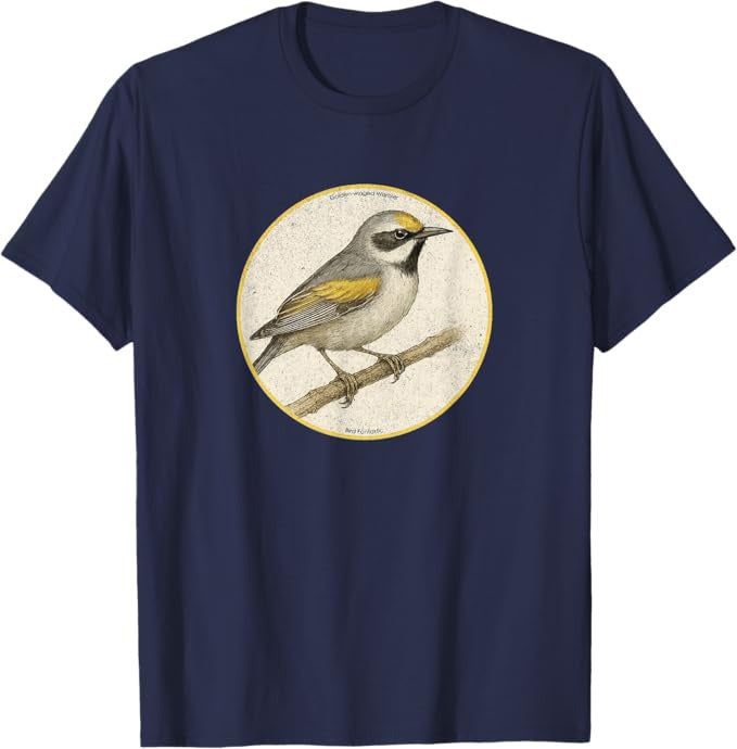 Golden-winged Warbler T-Shirt Retro Design by Bird Fan | Birding Graphic Tee