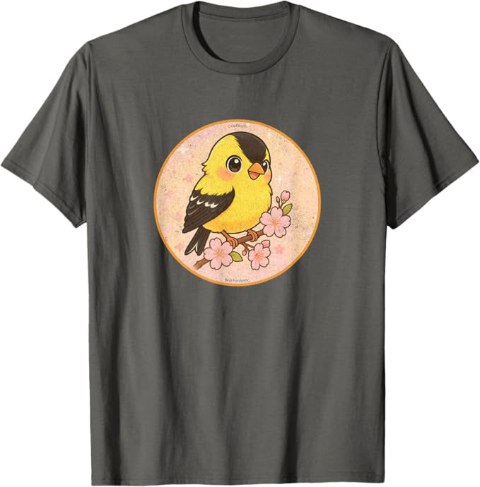 Super Cute Goldfinch T-Shirt Retro Design by Bird.fan | Birding Graphic Tee