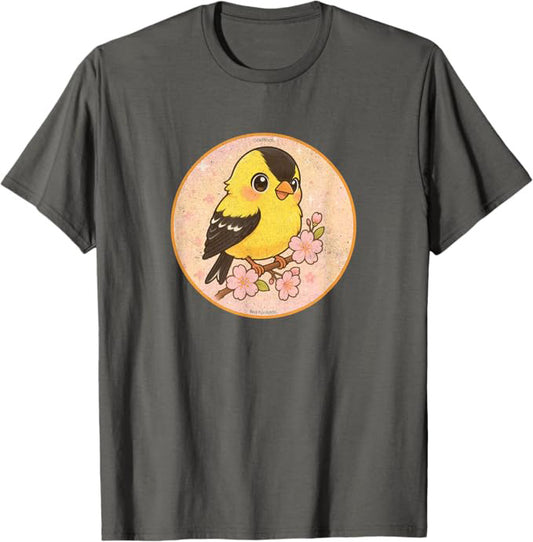Super Cute Goldfinch T-Shirt Retro Design by Bird.fan | Birding Graphic Tee
