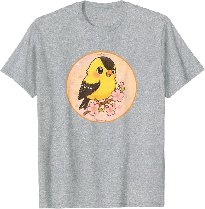 Super Cute Goldfinch T-Shirt Retro Design by Bird.fan | Birding Graphic Tee