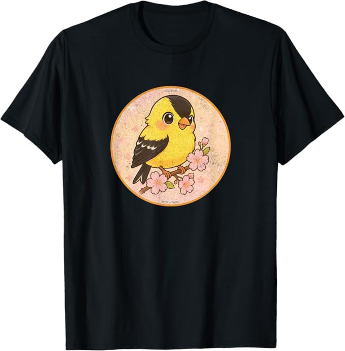 Super Cute Goldfinch T-Shirt Retro Design by Bird.fan | Birding Graphic Tee