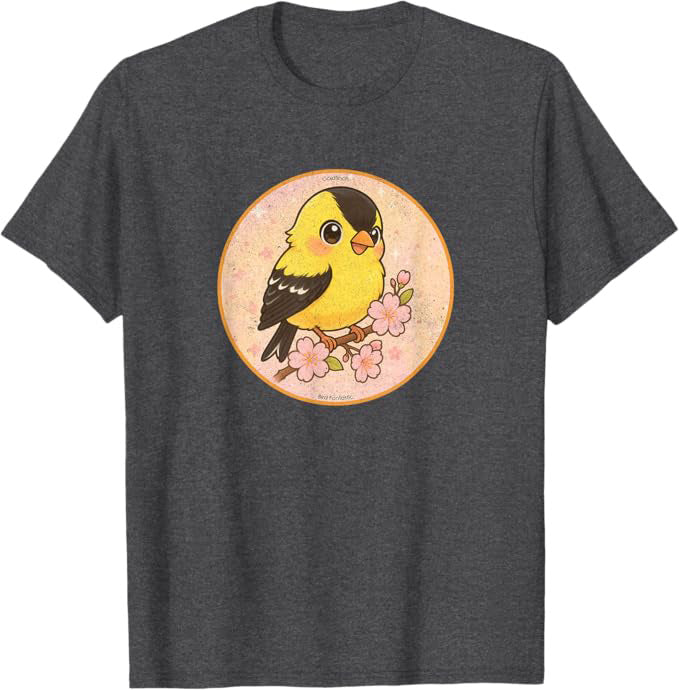 Super Cute Goldfinch T-Shirt Retro Design by Bird.fan | Birding Graphic Tee