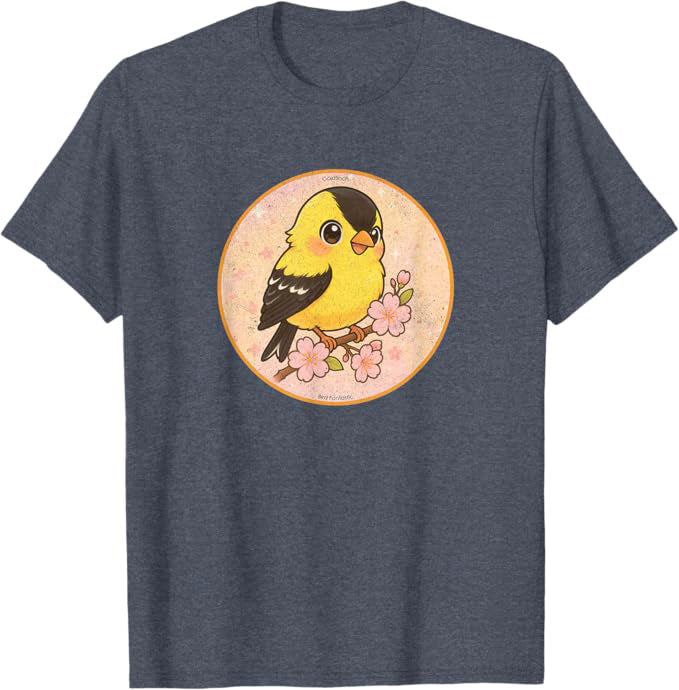 Super Cute Goldfinch T-Shirt Retro Design by Bird.fan | Birding Graphic Tee