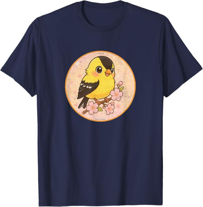 Super Cute Goldfinch T-Shirt Retro Design by Bird.fan | Birding Graphic Tee