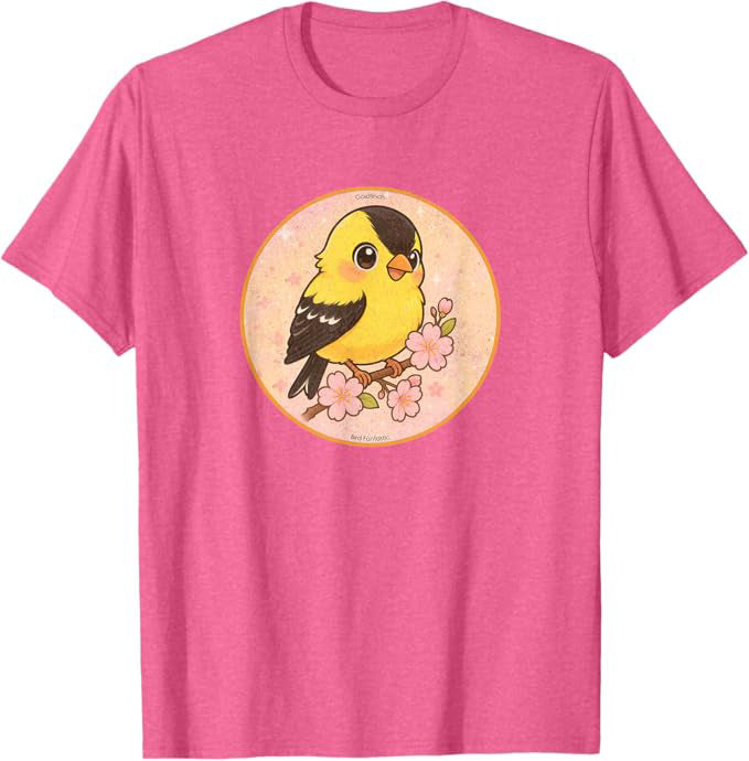 Super Cute Goldfinch T-Shirt Retro Design by Bird.fan | Birding Graphic Tee