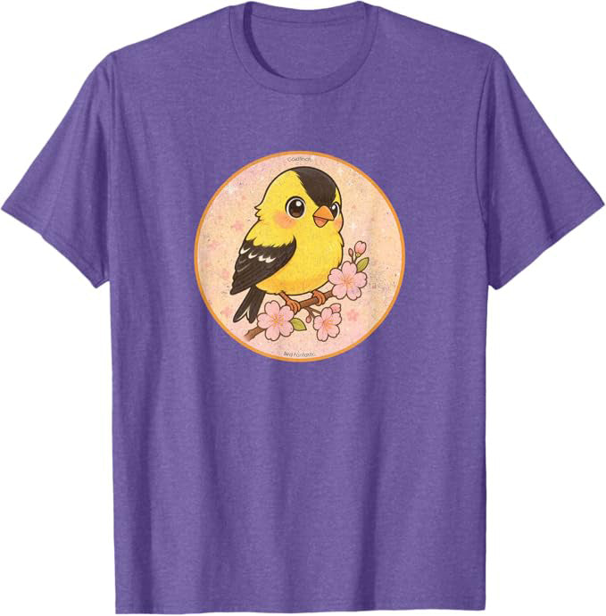Super Cute Goldfinch T-Shirt Retro Design by Bird.fan | Birding Graphic Tee