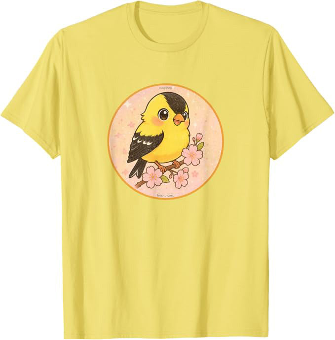Super Cute Goldfinch T-Shirt Retro Design by Bird.fan | Birding Graphic Tee
