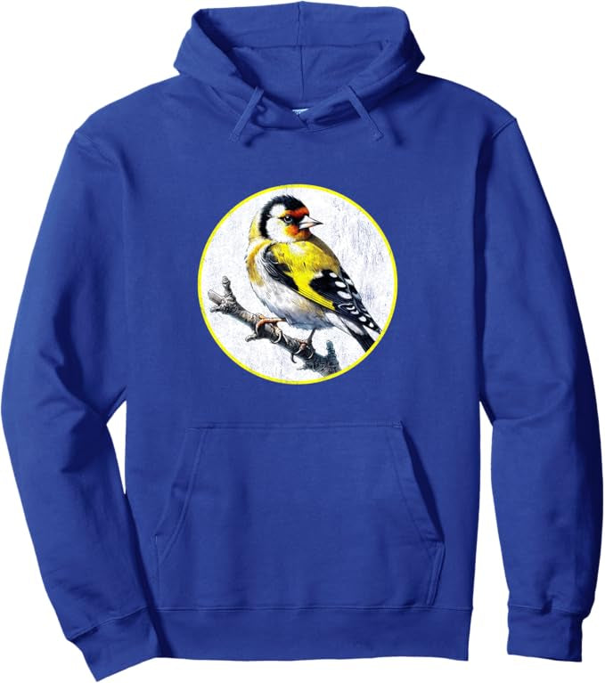 Goldfinch Retro Bird Design Unisex Pullover Hoodie by Bird.fan