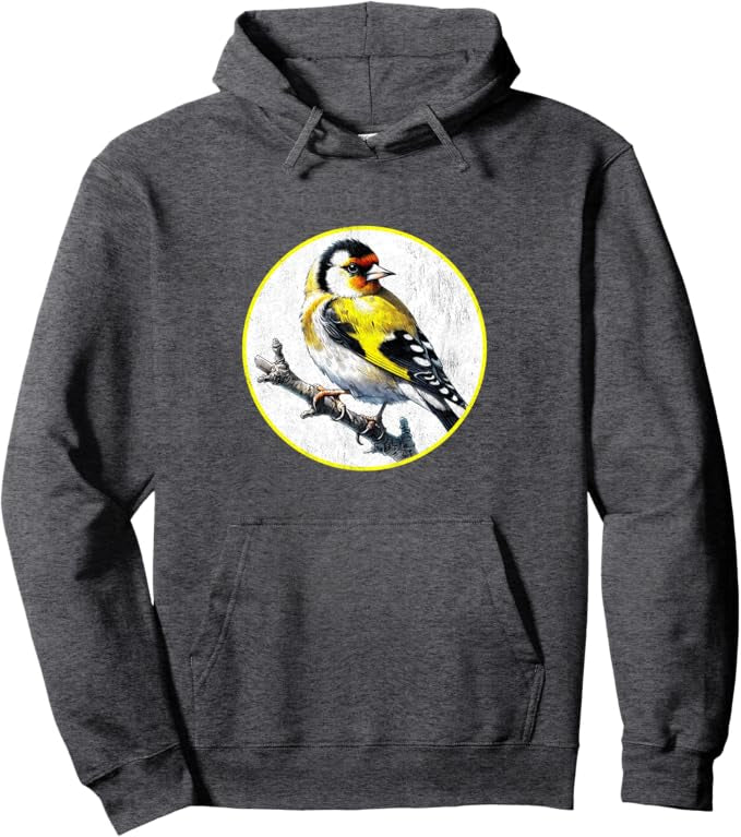 Goldfinch Retro Bird Design Unisex Pullover Hoodie by Bird.fan