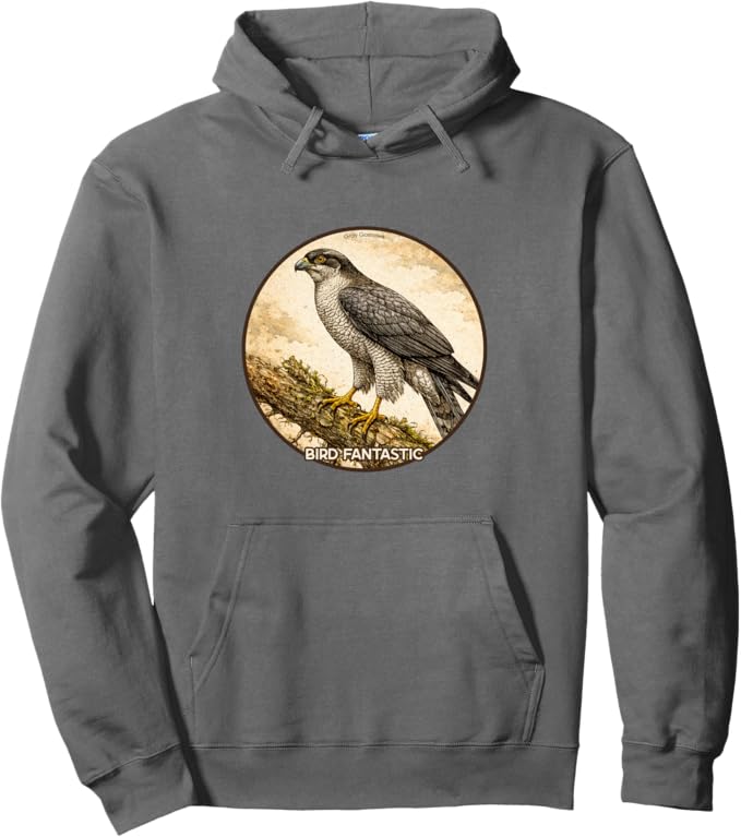 Retro Gray Goshawk Hoodie – Vintage Bird Design Sweatshirt