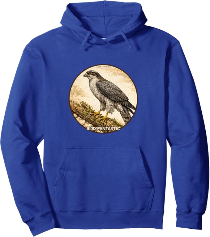 Retro Gray Goshawk Hoodie – Vintage Bird Design Sweatshirt