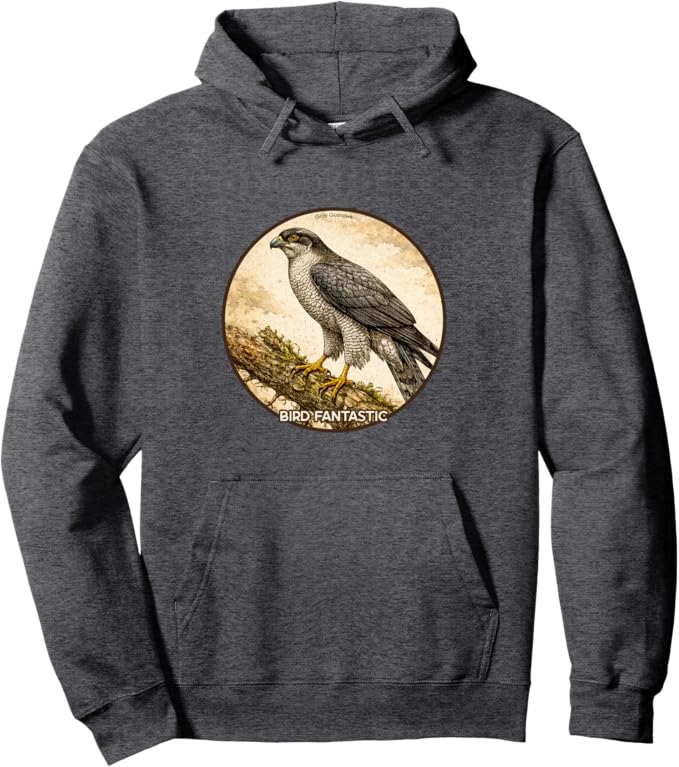 Retro Gray Goshawk Hoodie – Vintage Bird Design Sweatshirt