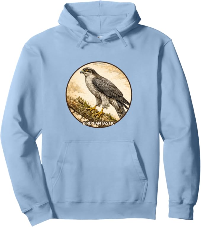 Retro Gray Goshawk Hoodie – Vintage Bird Design Sweatshirt