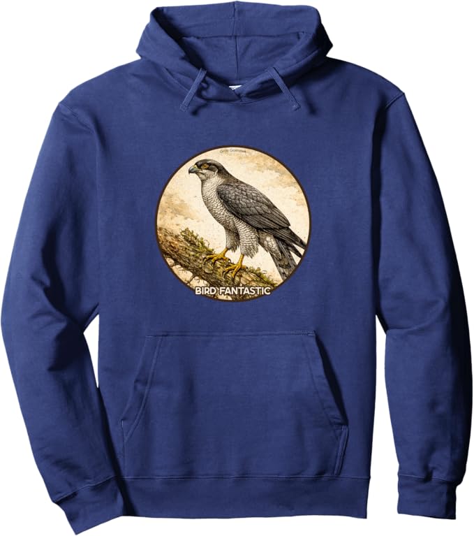 Retro Gray Goshawk Hoodie – Vintage Bird Design Sweatshirt