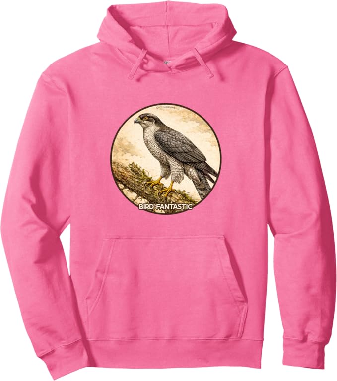 Retro Gray Goshawk Hoodie – Vintage Bird Design Sweatshirt