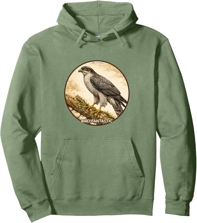 Retro Gray Goshawk Hoodie – Vintage Bird Design Sweatshirt