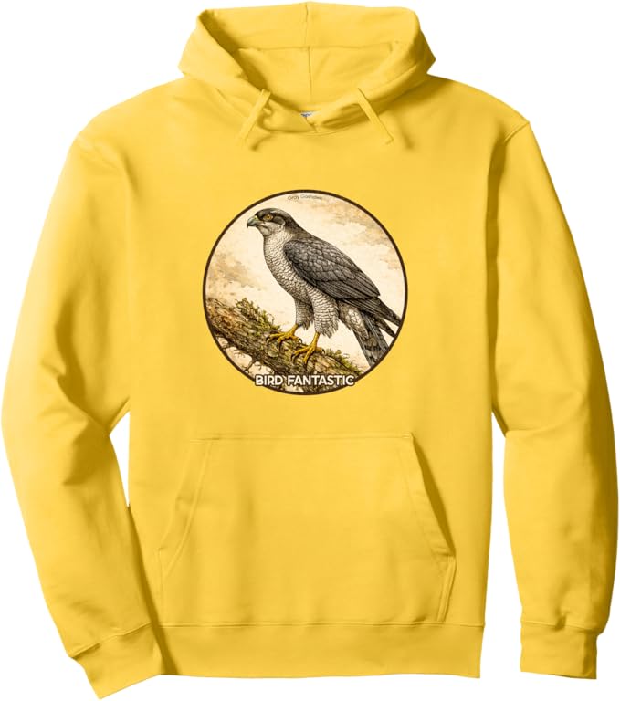 Retro Gray Goshawk Hoodie – Vintage Bird Design Sweatshirt