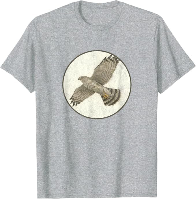 Gray Hawk T-Shirt Retro Design by Bird.fan | Men's Birding Graphic Tee