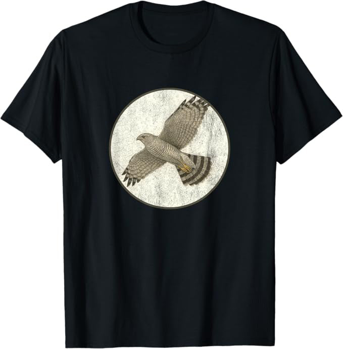 Gray Hawk T-Shirt Retro Design by Bird.fan | Men's Birding Graphic Tee