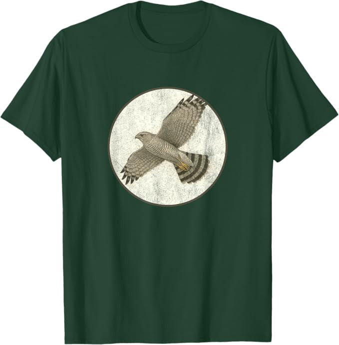 Gray Hawk T-Shirt Retro Design by Bird.fan | Men's Birding Graphic Tee