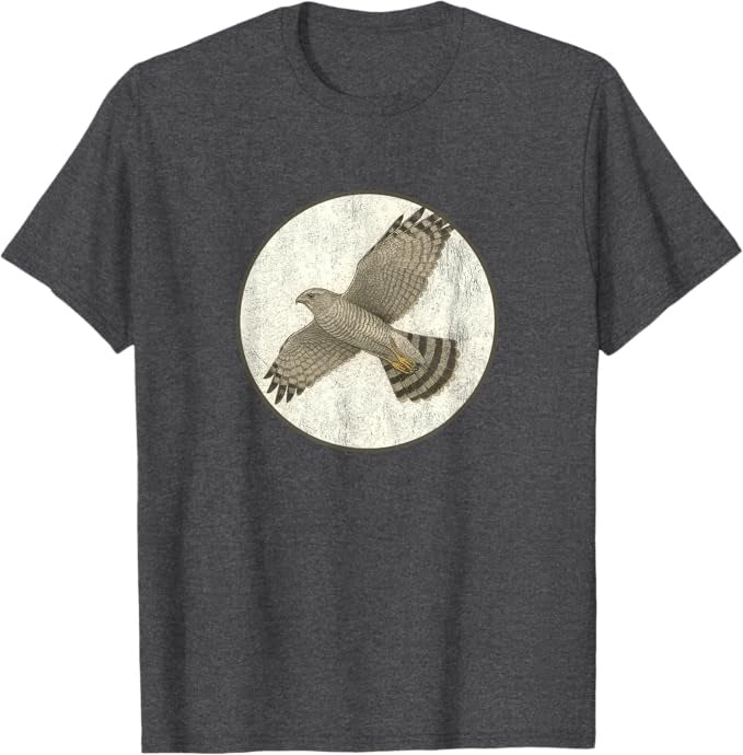 Gray Hawk T-Shirt Retro Design by Bird.fan | Men's Birding Graphic Tee