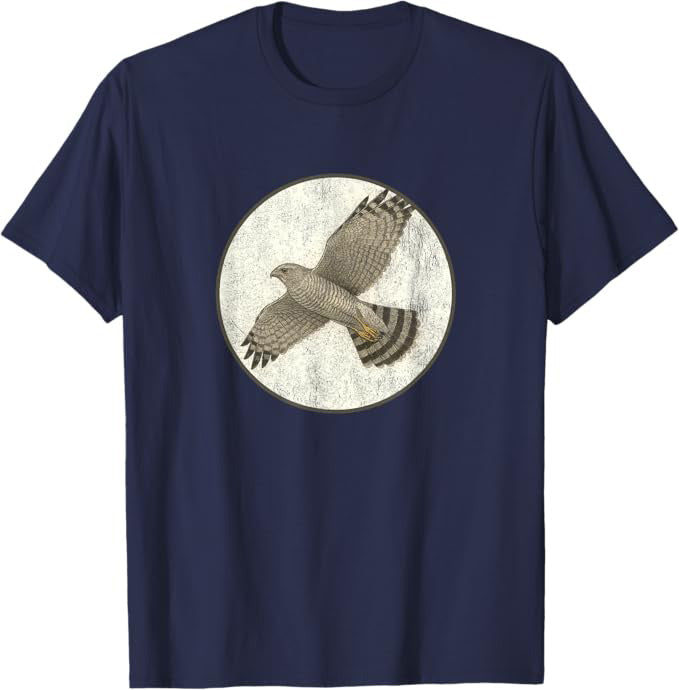 Gray Hawk T-Shirt Retro Design by Bird.fan | Men's Birding Graphic Tee