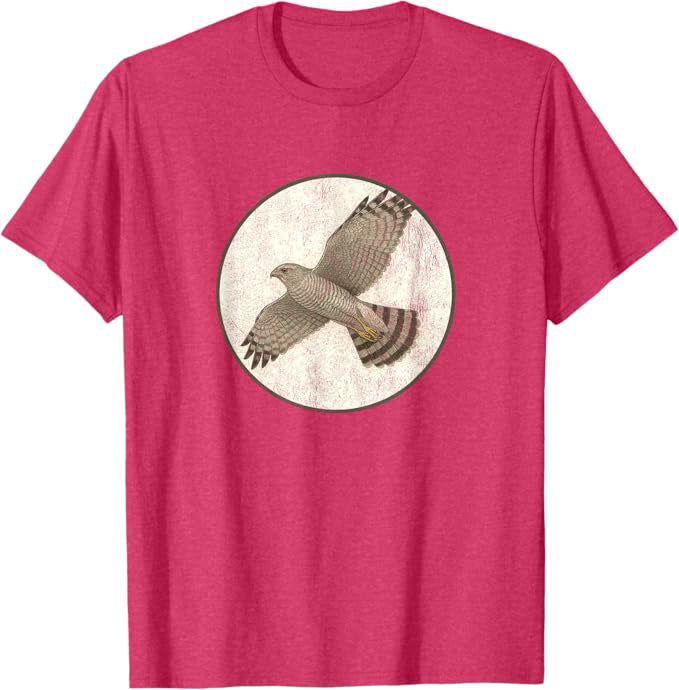 Gray Hawk T-Shirt Retro Design by Bird.fan | Men's Birding Graphic Tee
