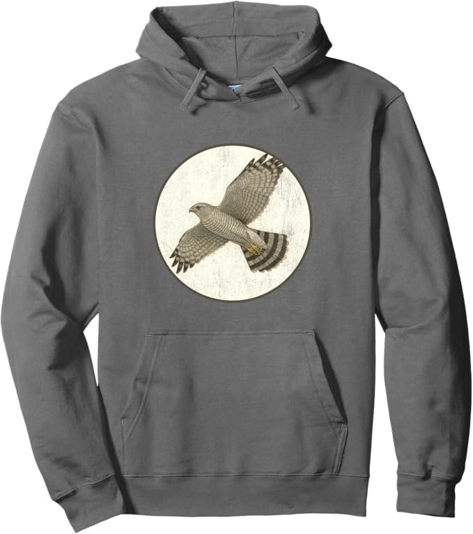 Retro Grey Hawk Hoodie – Vintage Bird Design Sweatshirt