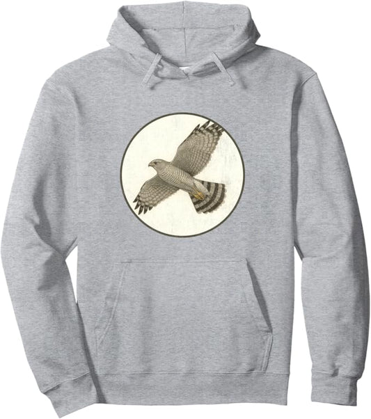 Retro Grey Hawk Hoodie – Vintage Bird Design Sweatshirt