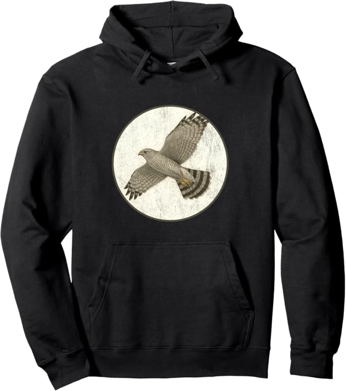 Retro Grey Hawk Hoodie – Vintage Bird Design Sweatshirt