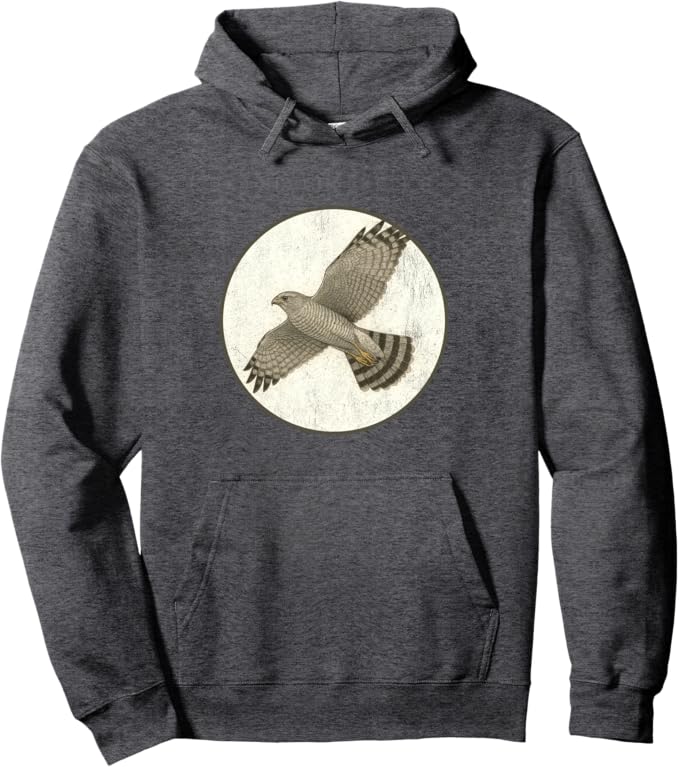 Retro Grey Hawk Hoodie – Vintage Bird Design Sweatshirt