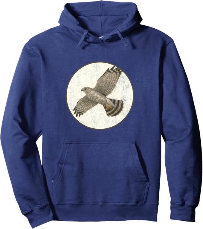 Retro Grey Hawk Hoodie – Vintage Bird Design Sweatshirt