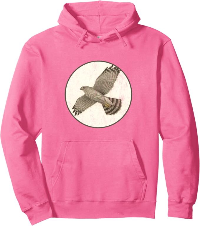 Retro Grey Hawk Hoodie – Vintage Bird Design Sweatshirt
