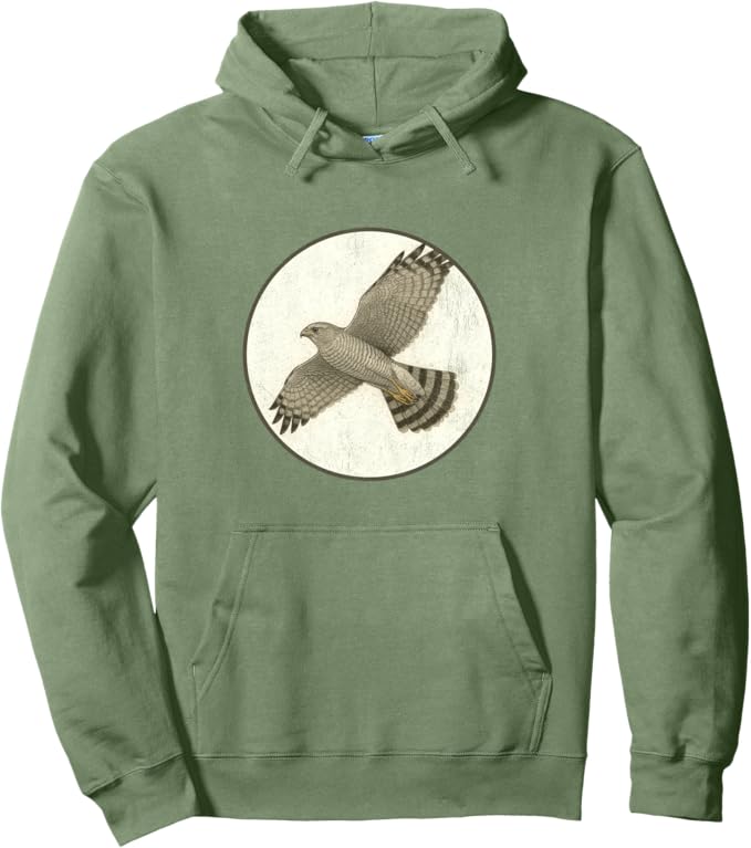 Retro Grey Hawk Hoodie – Vintage Bird Design Sweatshirt