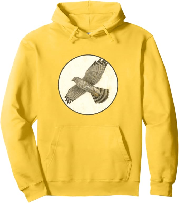 Retro Grey Hawk Hoodie – Vintage Bird Design Sweatshirt