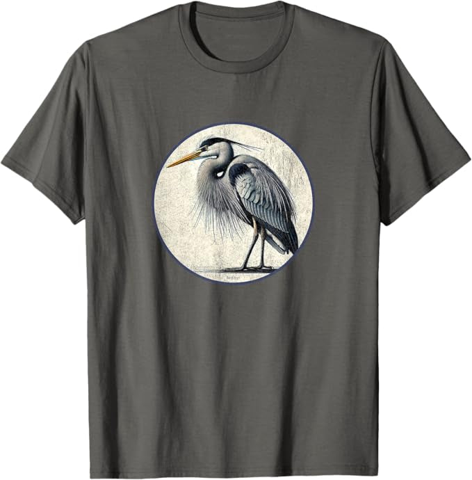 Great Blue Heron T-Shirt Retro Design by Bird.fan | Men's Birding Graphic Tee