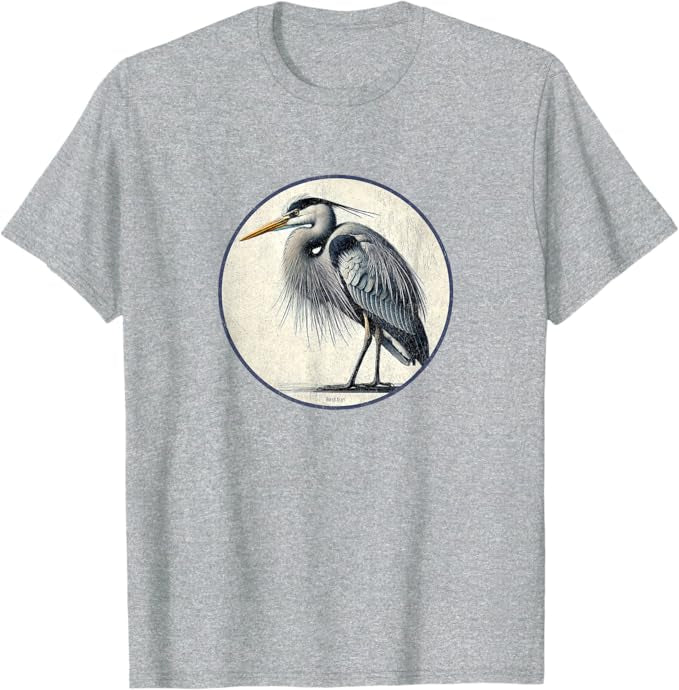 Great Blue Heron T-Shirt Retro Design by Bird.fan | Men's Birding Graphic Tee